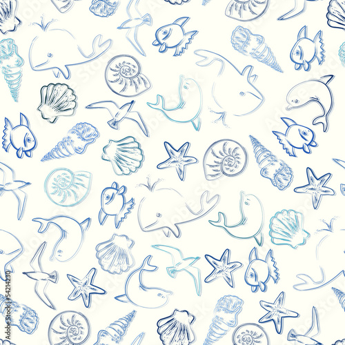 Seal life seamless pattern