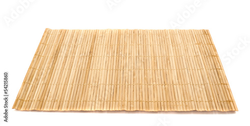 Bamboo straw serving mat isolated photo