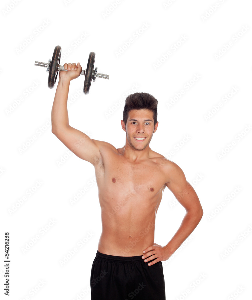 Muscled guy lifting weights Muscled guy lifting weights