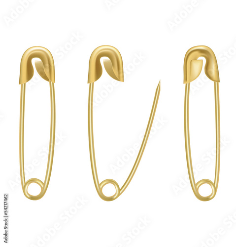Metal safety pin. Vector illustration