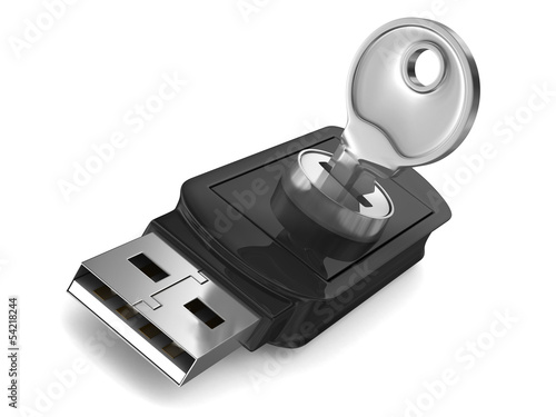 usb flash drive on white ba...