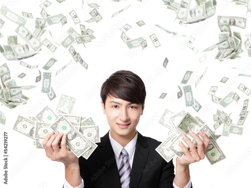 happy business man with us money happy business man with us money