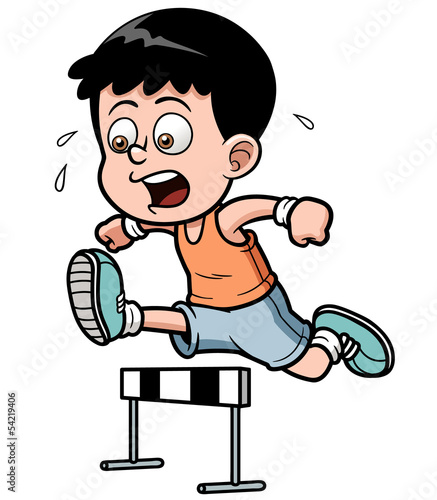 Vector illustration of Boy hurdler