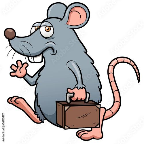 Vector illustration of Cartoon rat get out