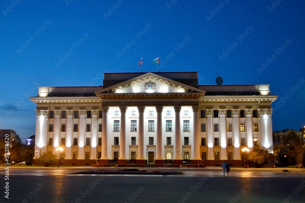 Administration of the Tyumen region in night-time lighting