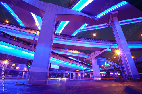 Shanghai, highway overpasses night