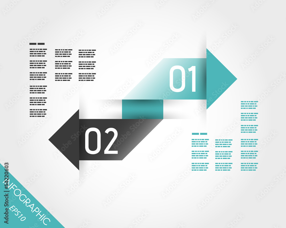 Two Turquoise Infographic Connected Arrows Stock Vector 