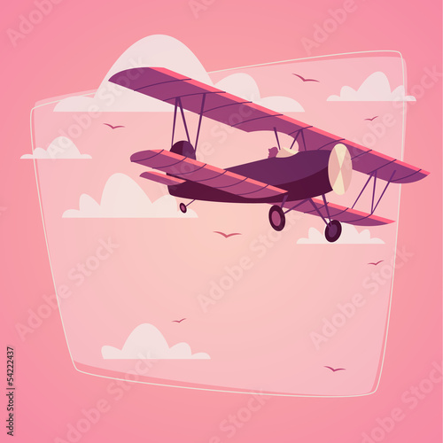 Biplane. Romantic background