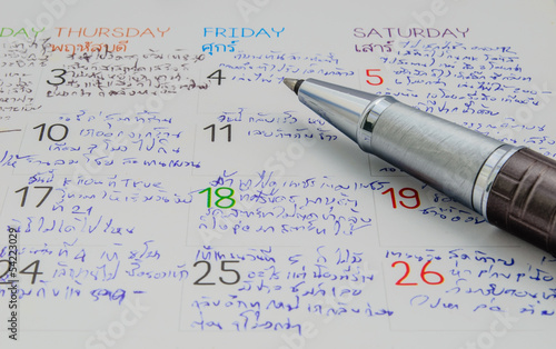 Canvas Print Pen on Calendar