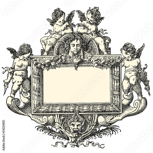 Antique frame decorated with angels