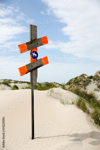 Obraz na plátně Schild: Achtung Pferde - Norderney, Deutschland