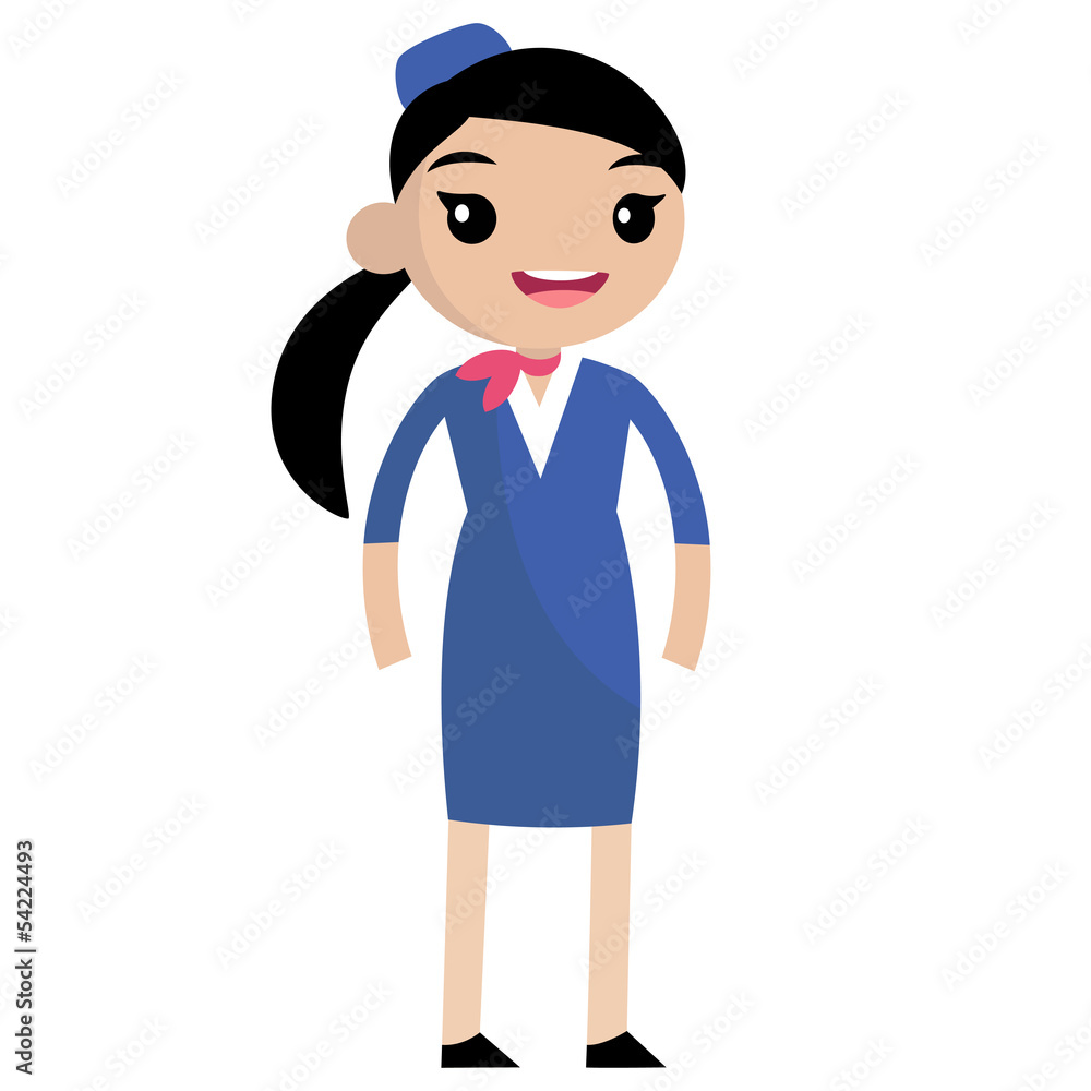 Smiling cute stewardess wearing blue uniform Smiling cute stewardess wearing blue uniform