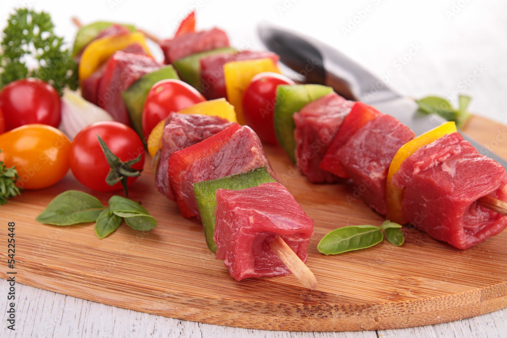 raw beef kebab and ingredient raw beef kebab and ingredient