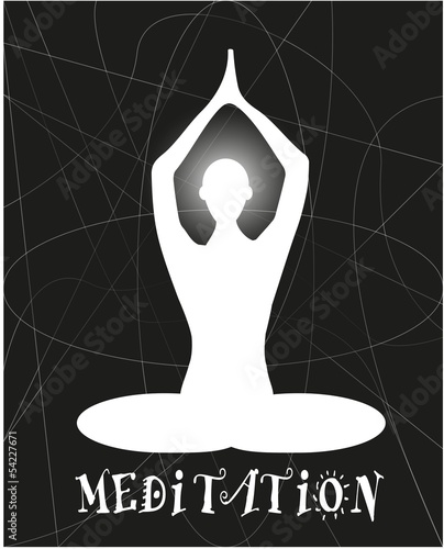 meditazione, silhouette in posizione yoga