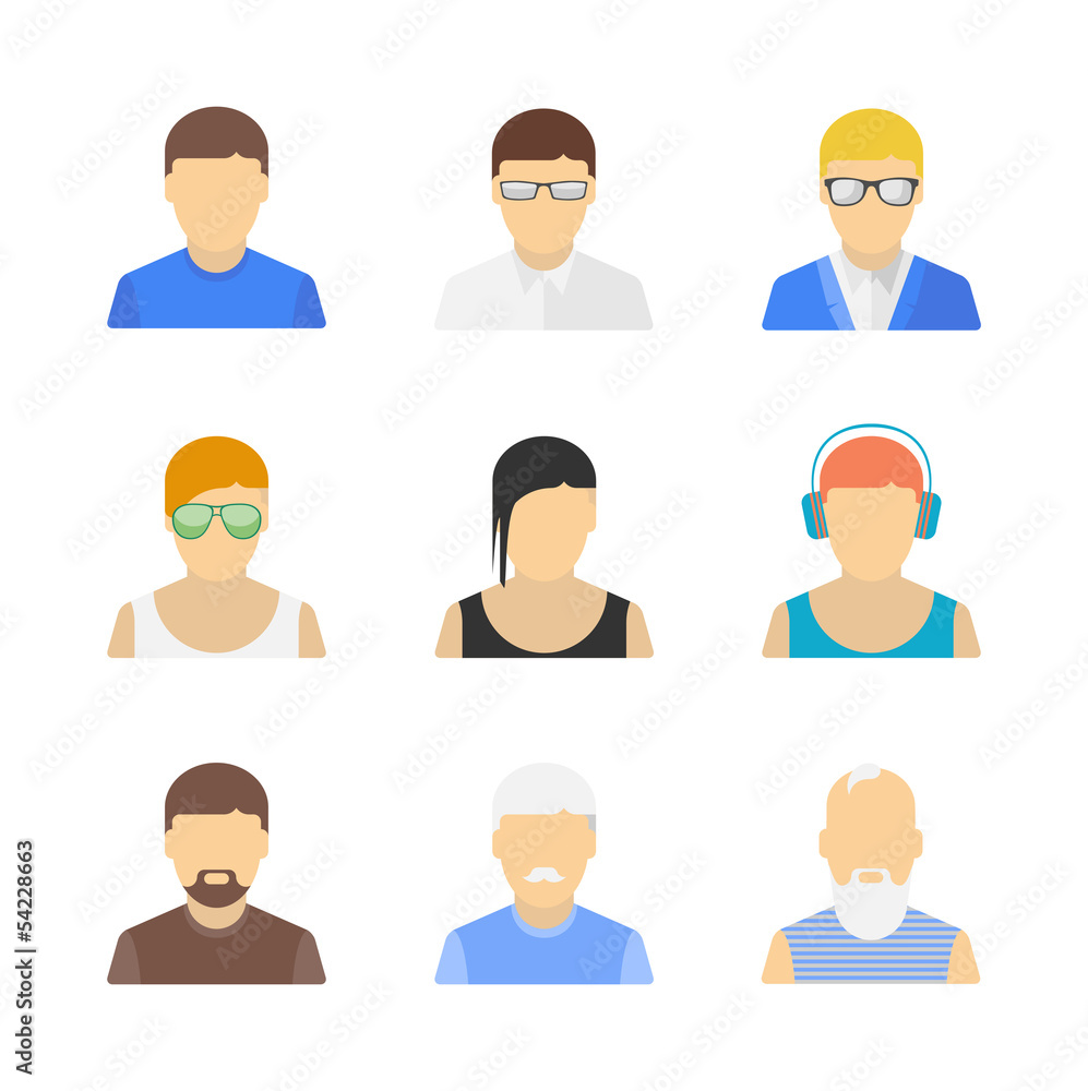 Stylish male character set Stylish male character set