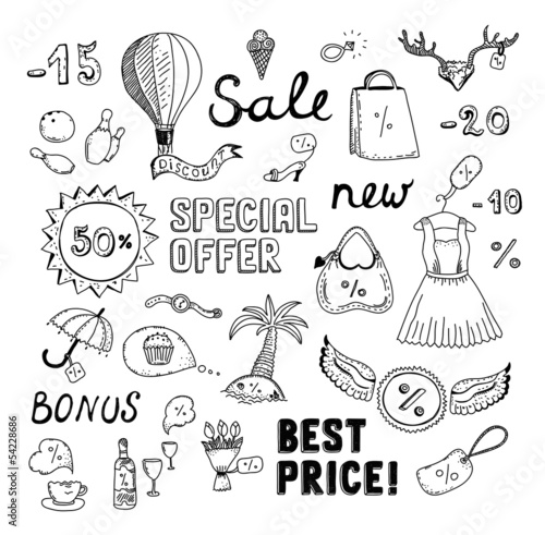 Sales and discount doodles sketch