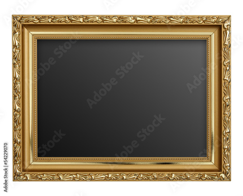 Gold picture frame isolated on white background