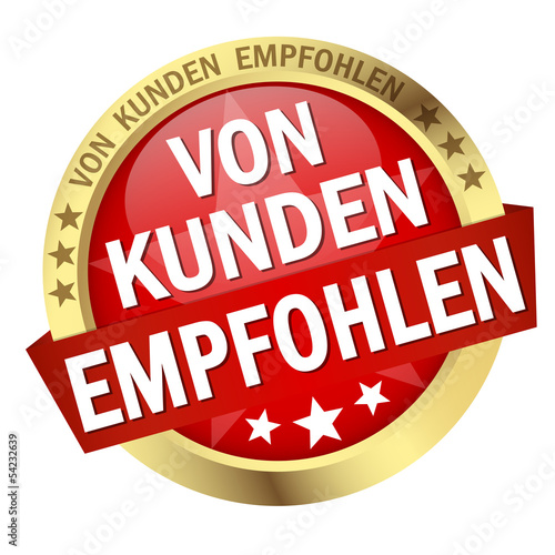 Button mit Banner " VON KUNDEN EMPFOHLEN "