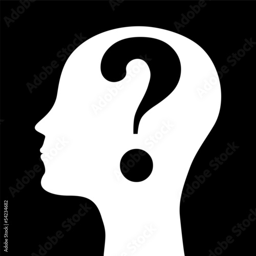 Human head silhouette with a question mark. vector