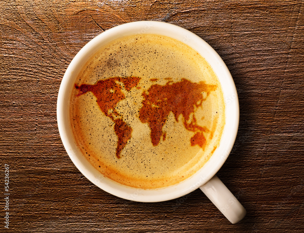 cup of fresh espresso on table cup of fresh espresso on table