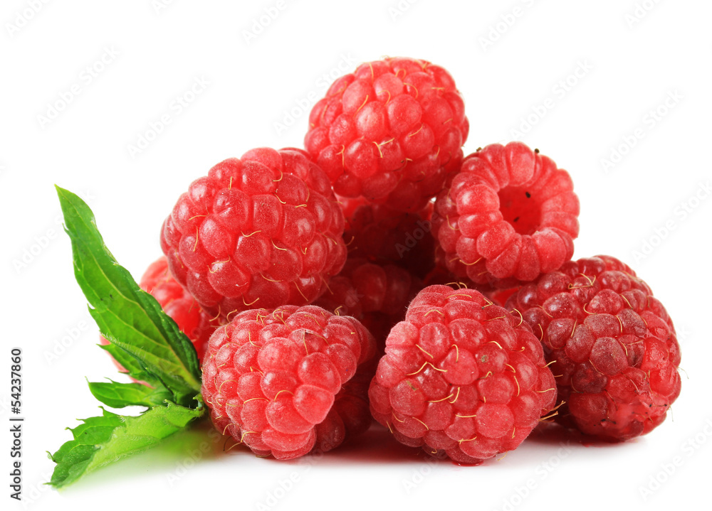 Ripe sweet raspberries isolated on white Ripe sweet raspberries isolated on white