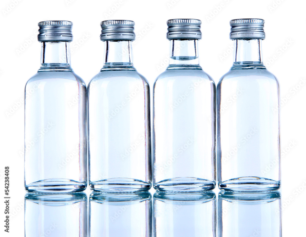 Minibar bottles, isolated on white Minibar bottles, isolated on white