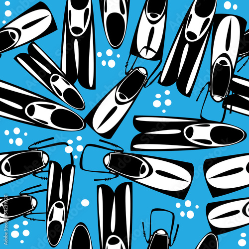 seamless flippers on blue background