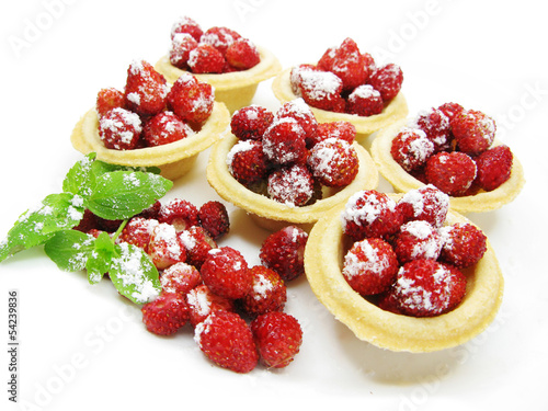 sweet fancycakes with wild strawberry fruit photo