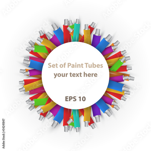 Set of paint tubes background