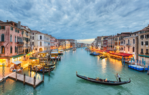 Grand Canal view at night, Venice © Mapics
