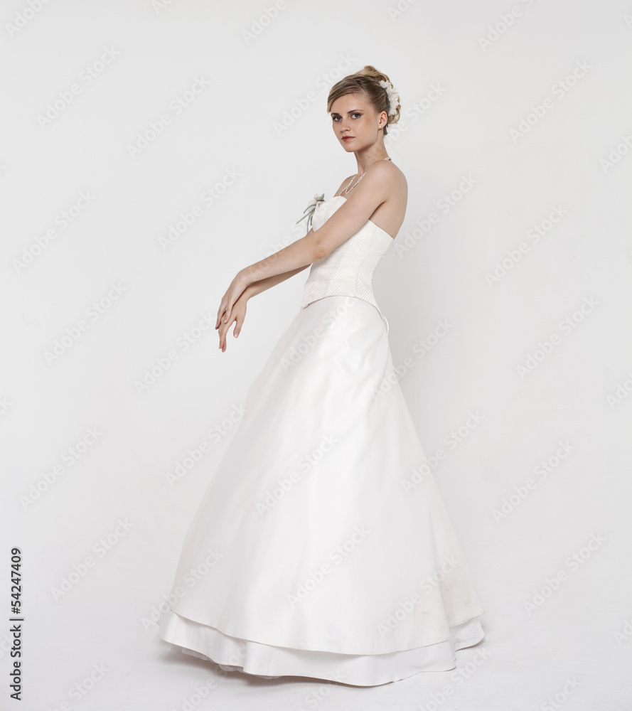 Beautiful blonde bride wearing wedding dress Beautiful blonde bride wearing wedding dress
