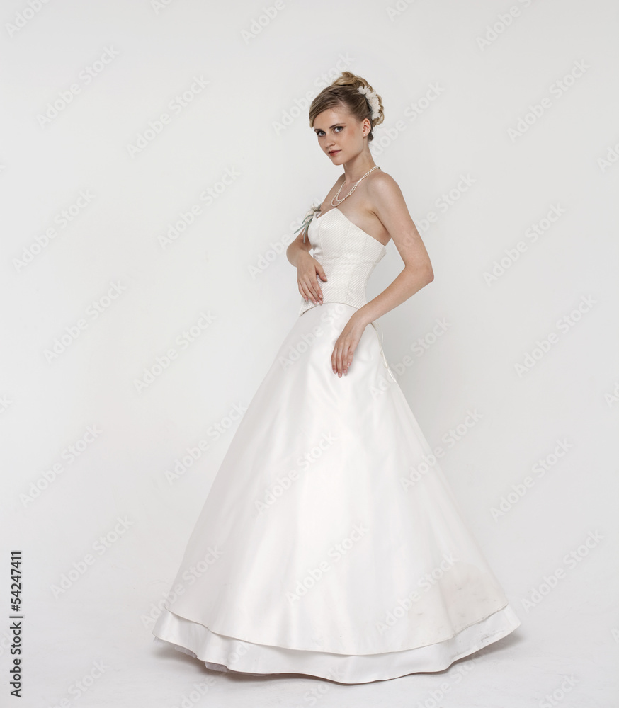 Beautiful blonde bride wearing wedding dress Beautiful blonde bride wearing wedding dress