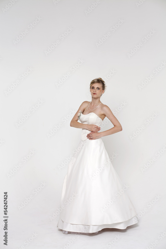 Beautiful blonde bride wearing wedding dress Beautiful blonde bride wearing wedding dress