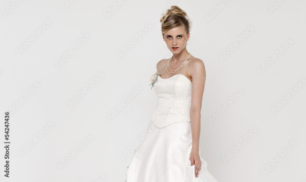 Beautiful blonde bride wearing wedding dress Beautiful blonde bride wearing wedding dress