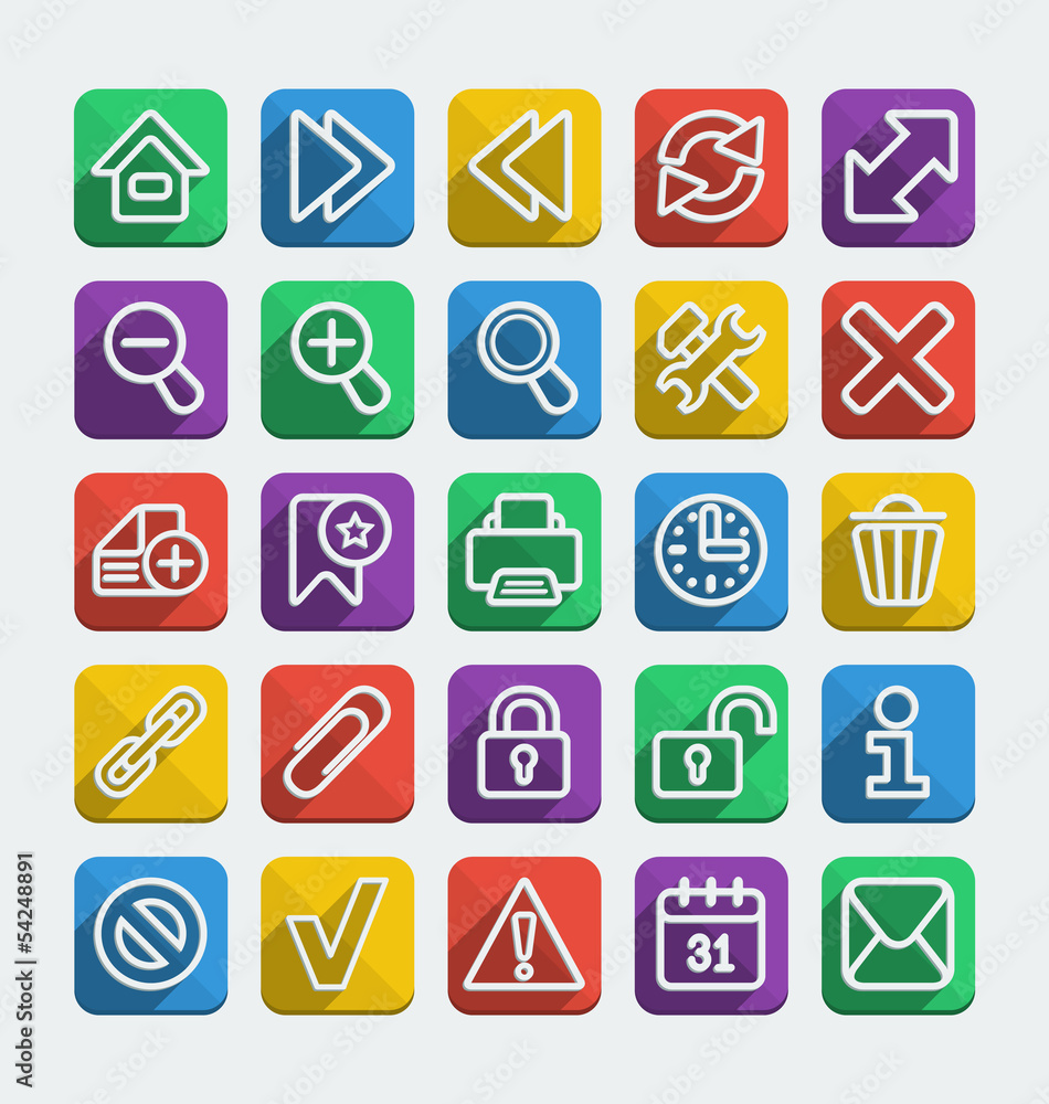 Long Shadows Flat Icons Set Long Shadows Flat Icons Set