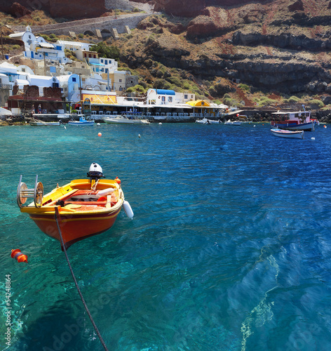 The beautiful Ammoudi Bay at Oia Santorini Greece © Ana Tramont