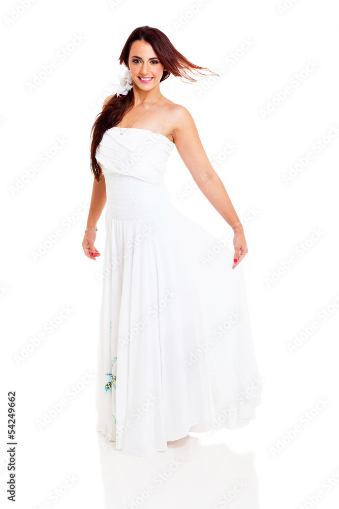 pretty woman in white dress