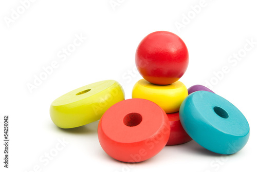 colorful round blocks for wooden pyramid with clipping path