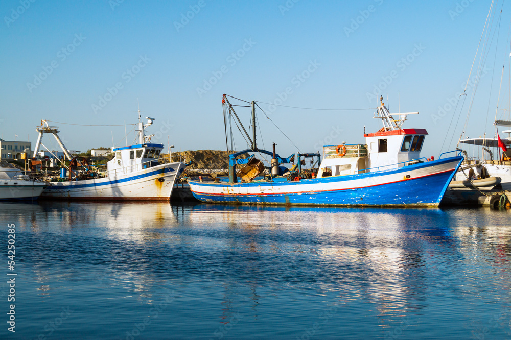 Traditional fishing boat on Mykonos island Greece Traditional fishing boat on Mykonos island Greece