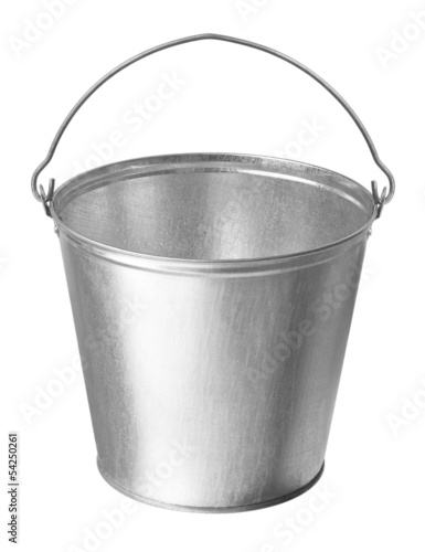 Metallic bucket on a white background