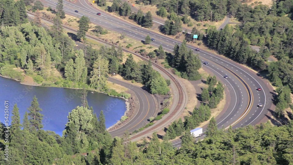 Columbia River Gorge with I-84 Traffic in Oregon Time Lapse Columbia River Gorge with I-84 Traffic in Oregon Time Lapse