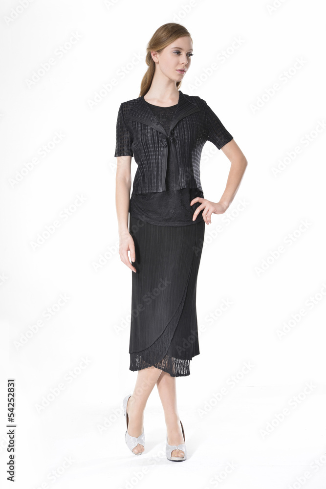 Portrait of a styled professional model walking -full body Portrait of a styled professional model walking -full body