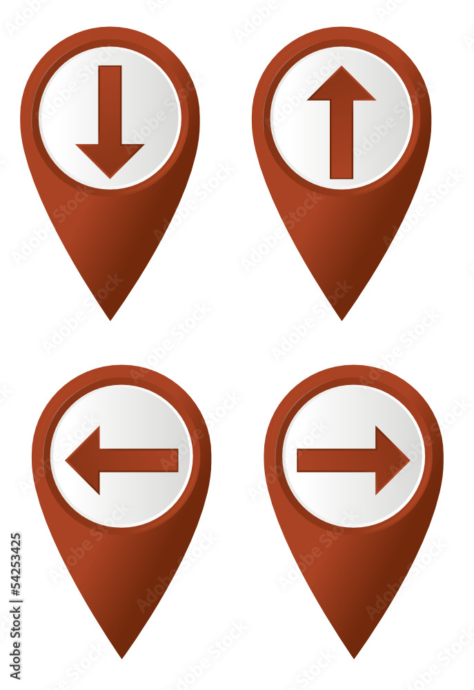 set of map pointers with arrows set of map pointers with arrows