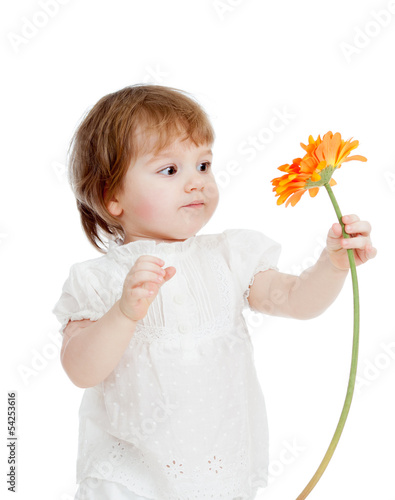 cute kid girl with flower