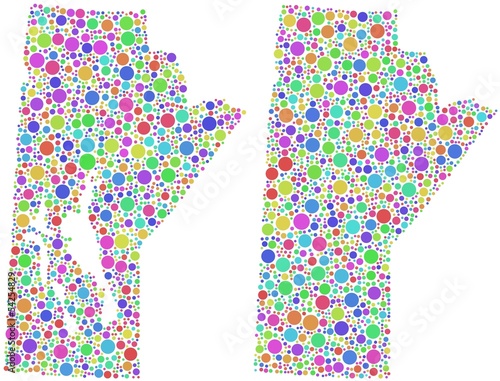 Map of Manitoba - Canada - in a mosaic of harlequin circles