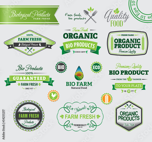 Set of organic badges and labels