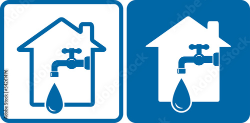 houses with tap and big water drop