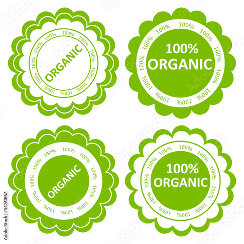 Organic food stamp or label vector ecology background