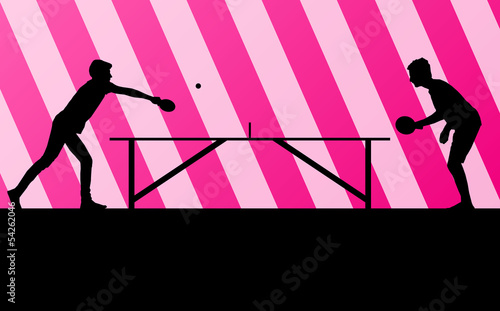 Table tennis player silhouette ping pong vector background