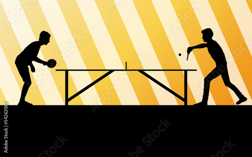 Table tennis player silhouette ping pong vector background